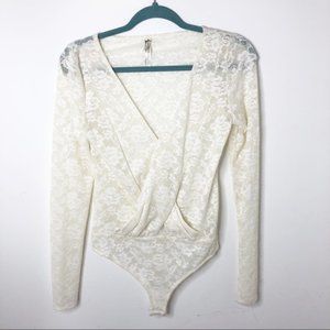 Free People Sneaky Surplice Lace Bodysuit
